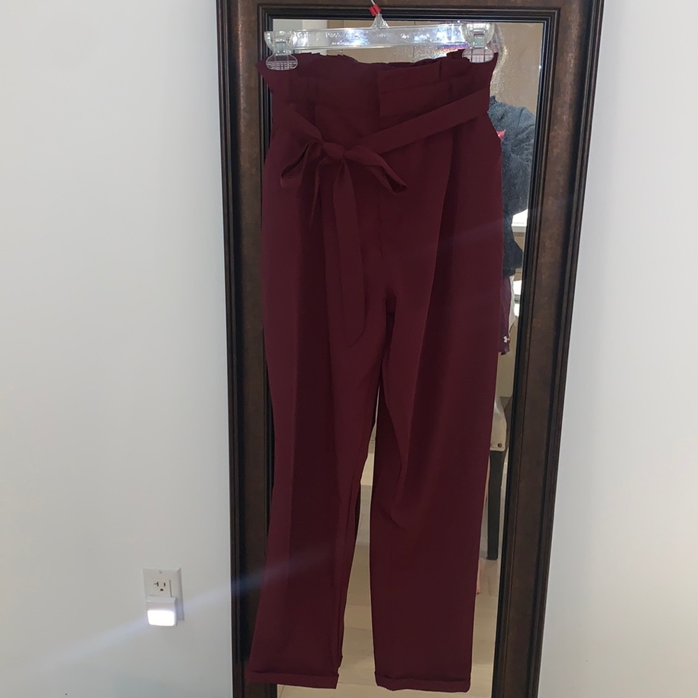 Burgundy super down pants from revolve
